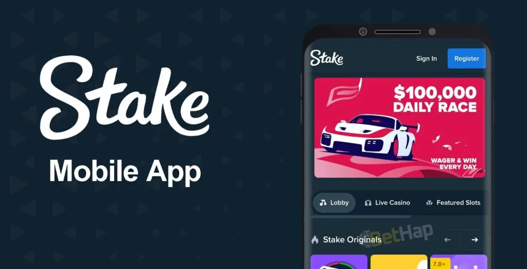 Bannière de l'application mobile du casino Stake