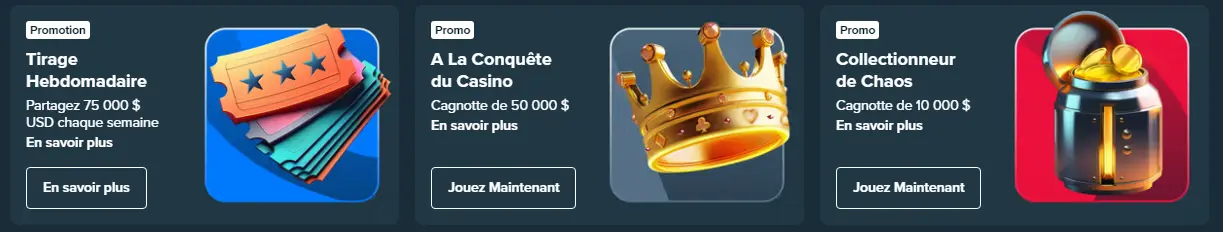 Tirage hebdomadaire et offres promotionnelles sur Stake Casino